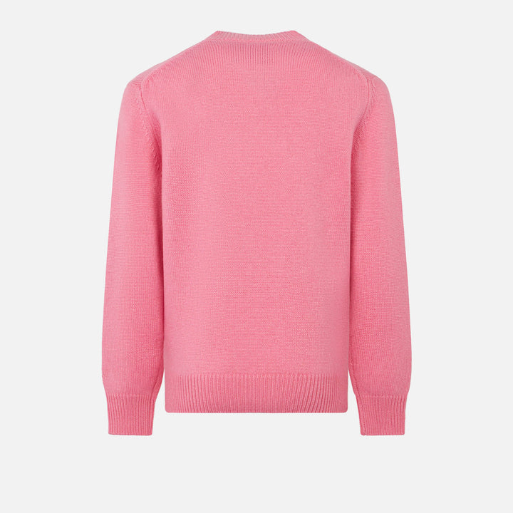 Girl crewneck pink sweater with Favolosa rhinestones print - MC2 Saint Barth