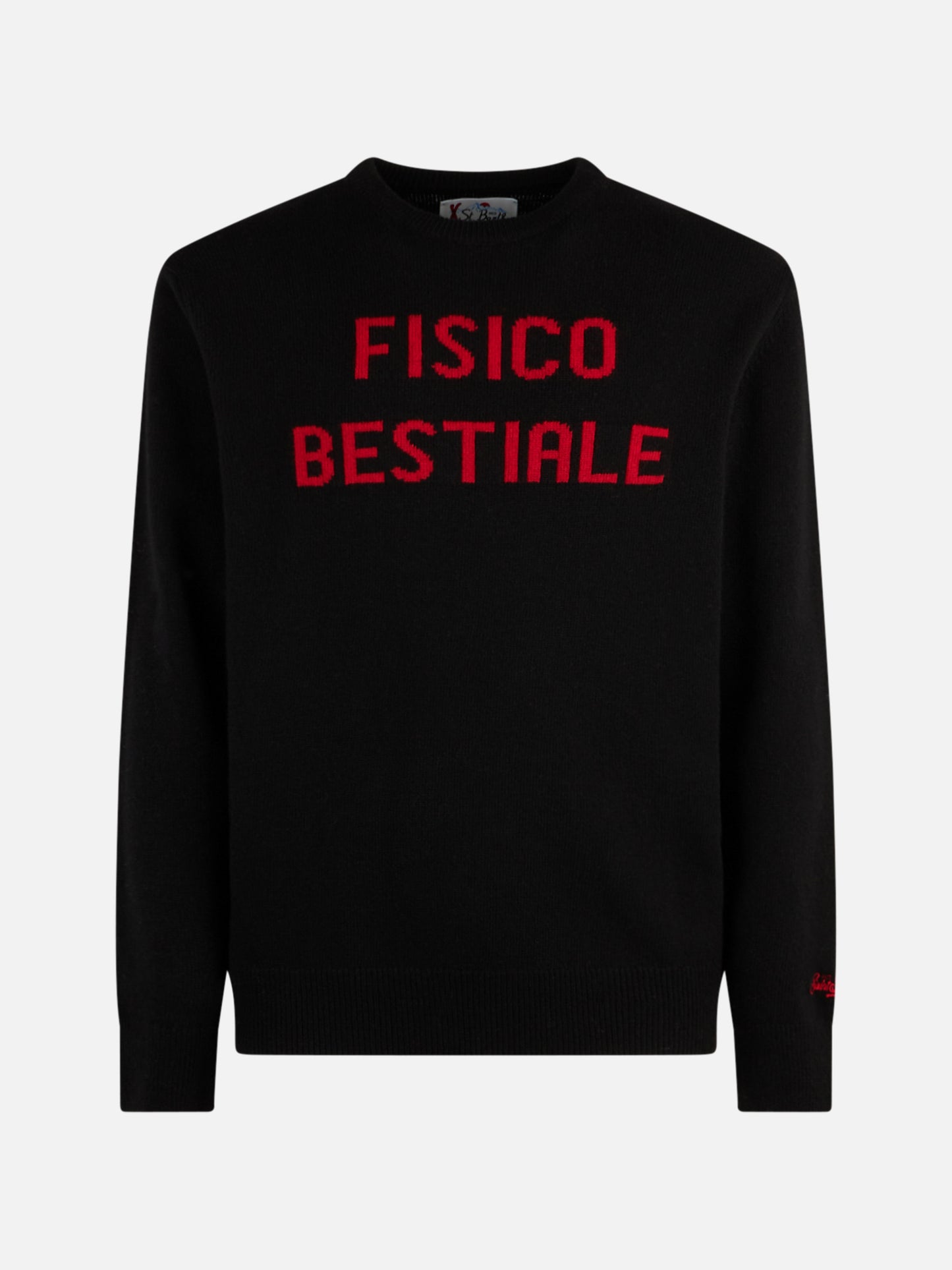 Girocollo in misto cashmere con jacquard Fisico Bestiale