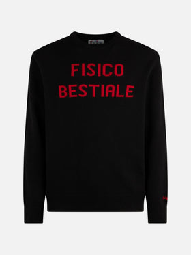 Girocollo in misto cashmere con jacquard Fisico Bestiale
