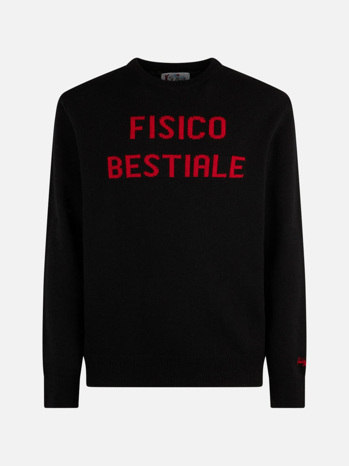 Herrenpullover mit Rundhalsausschnitt und Fisico Bestiale-Jacquard-Print | NIKI DJ SONDEREDITION