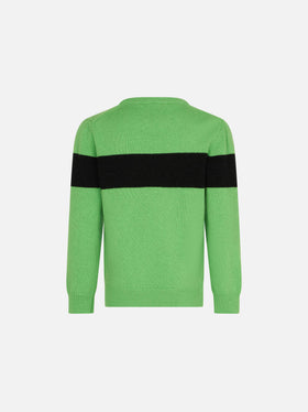 Boy fluo green sweater with Off-Piste lettering - MC2 Saint Barth