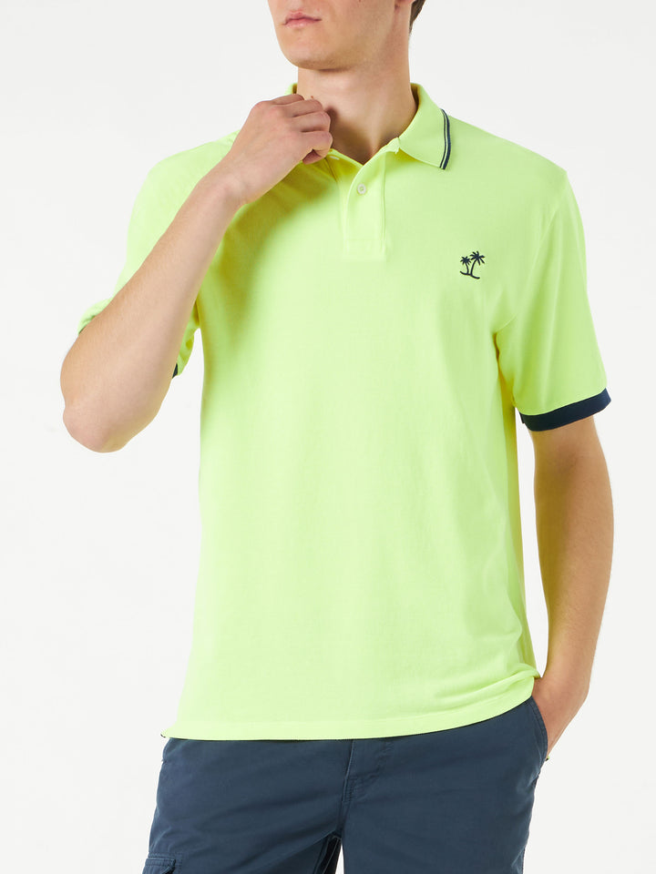 Fluo yellow piquet polo with St. Barth logo - MC2 Saint Barth