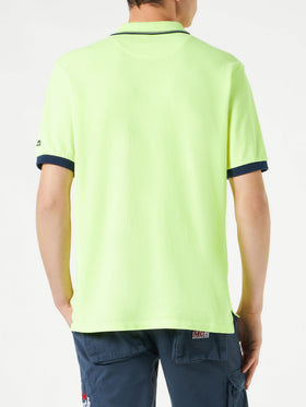 Fluo yellow piquet polo with St. Barth logo - MC2 Saint Barth