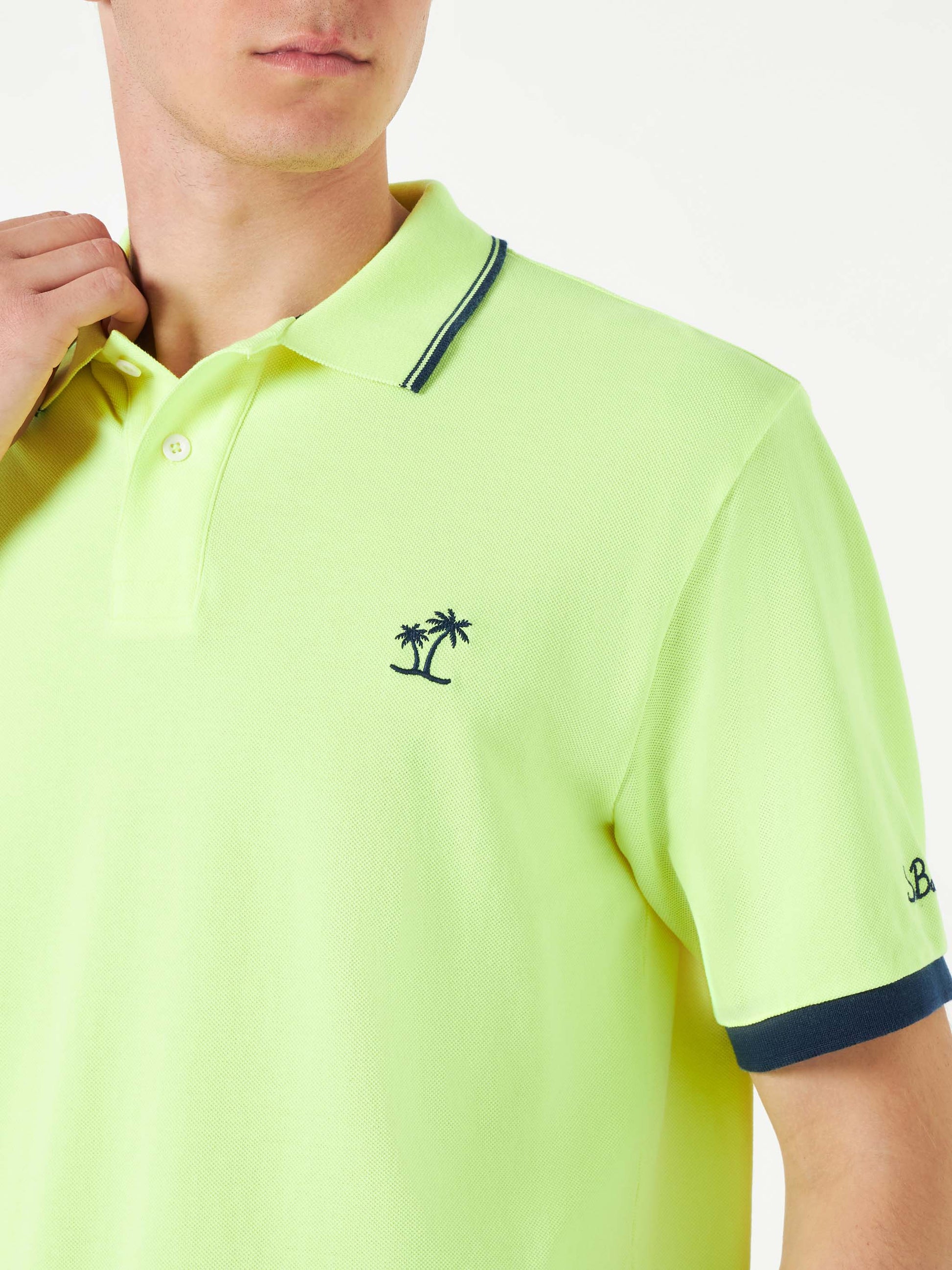 Fluo yellow piquet polo with St. Barth logo - MC2 Saint Barth