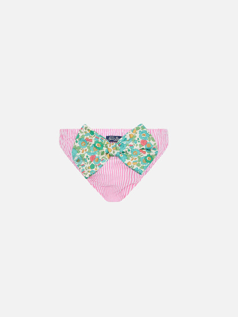 Girl cotton swim briefs Madame with bow and Betsy print | MADE WITH LIBERTY FABRIC - MC2 Saint Barth