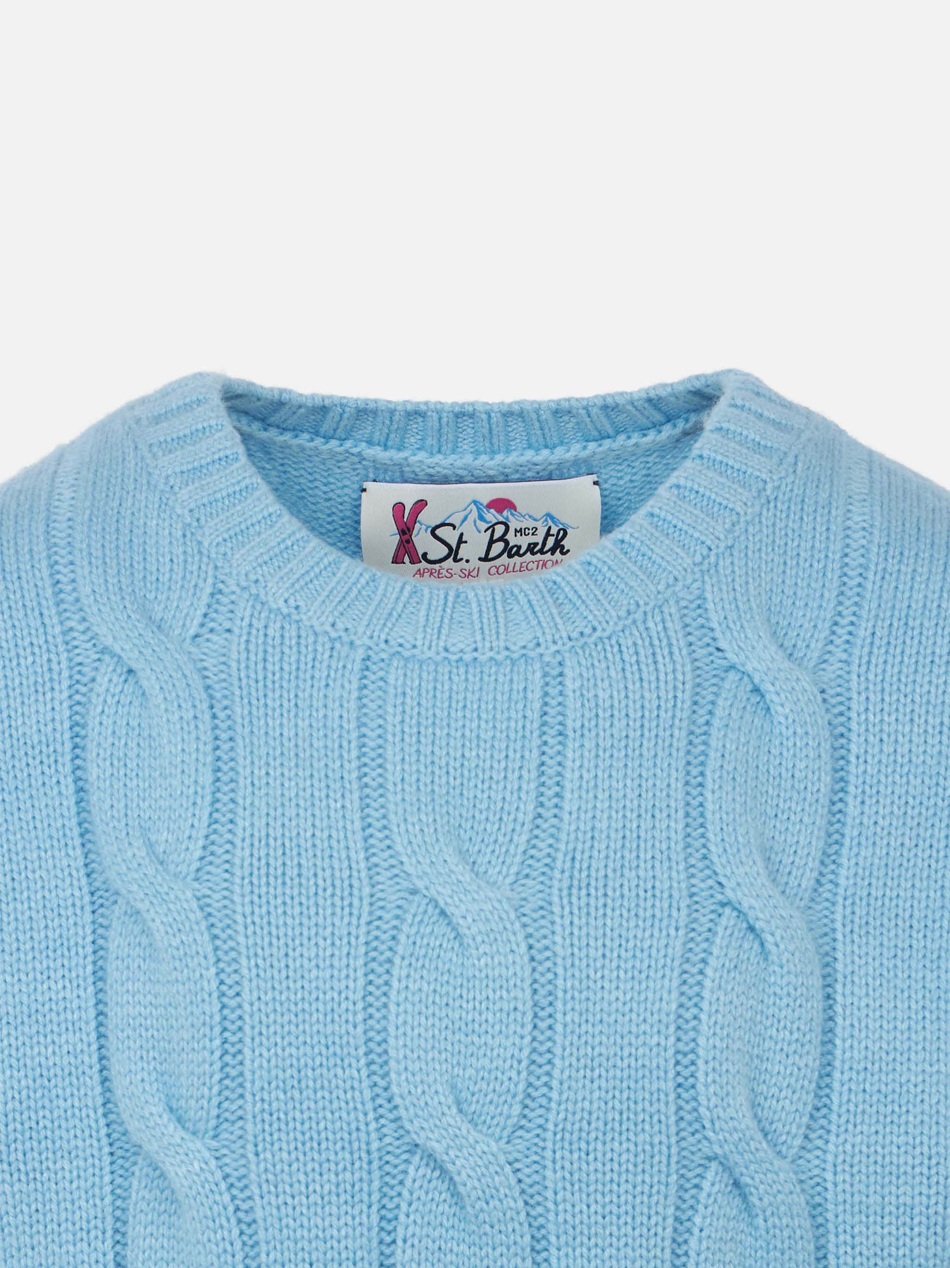 Girl crewneck braided sweater with Saint Barth lurex print - MC2 Saint Barth