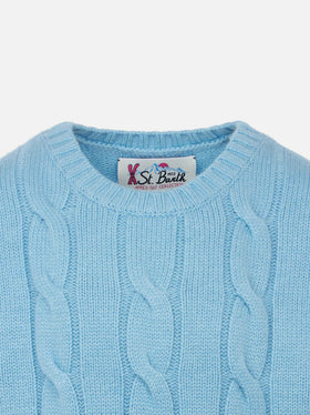Girl crewneck braided sweater with Saint Barth lurex print - MC2 Saint Barth