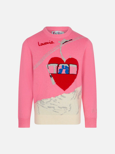 Girl crewneck sweater with love jacquard - MC2 Saint Barth