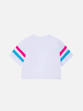 Girl cotton cropped t-shirt - MC2 Saint Barth