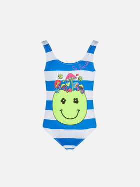 Girl one piece swimsuit with '70 smile print - MC2 Saint Barth
