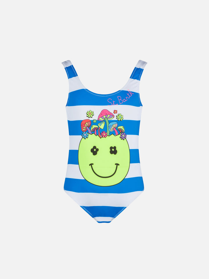 Girl one piece swimsuit with '70 smile print - MC2 Saint Barth