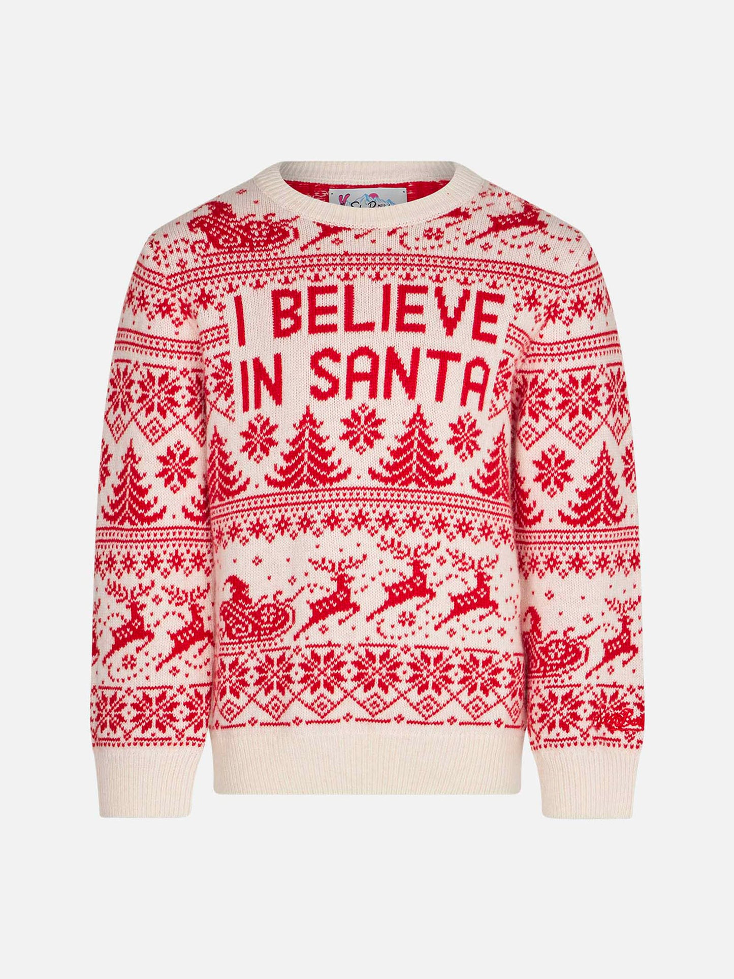 Girl sweater with I believe in Santa jacquard - MC2 Saint Barth