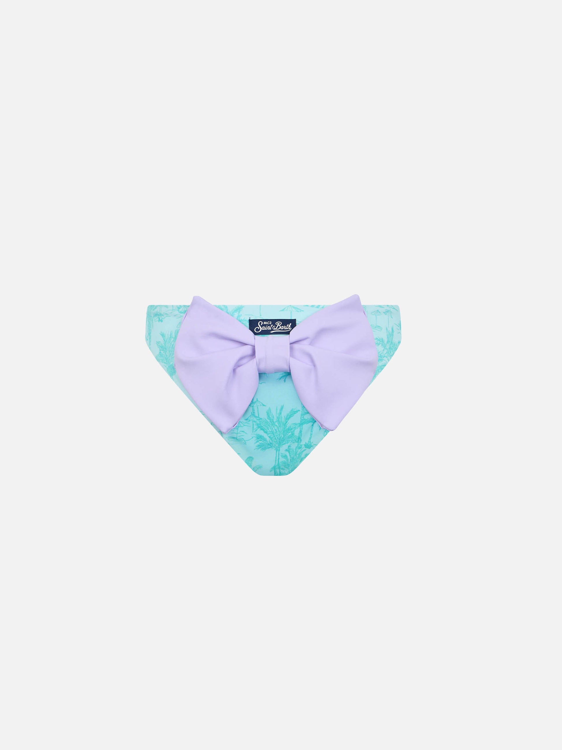 Girl swim briefs Madame with bow and toile de jouy print - MC2 Saint Barth