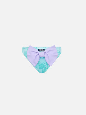 Girl swim briefs Madame with bow and toile de jouy print - MC2 Saint Barth