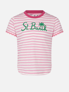 Girl t-shirt with stripes and embroidery - MC2 Saint Barth