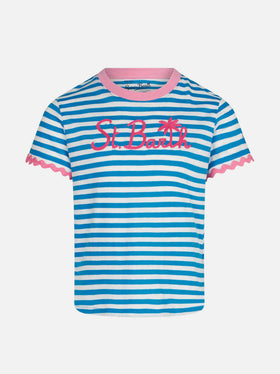 Girl t-shirt with stripes and embroidery - MC2 Saint Barth