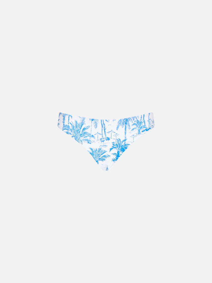 Girl swim briefs with toile de jouy print and bow - MC2 Saint Barth