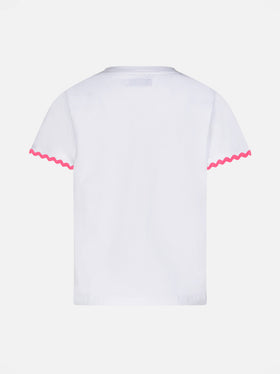 Girl t-shirt with Princess à la plage lettering and embroidery - MC2 Saint Barth