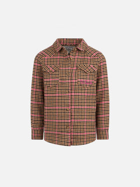 Girl overshirt with pied de poule print - MC2 Saint Barth
