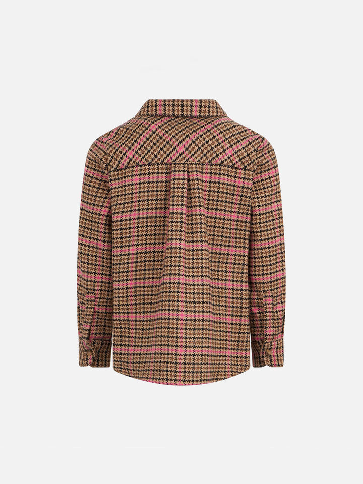 Girl overshirt with pied de poule print - MC2 Saint Barth