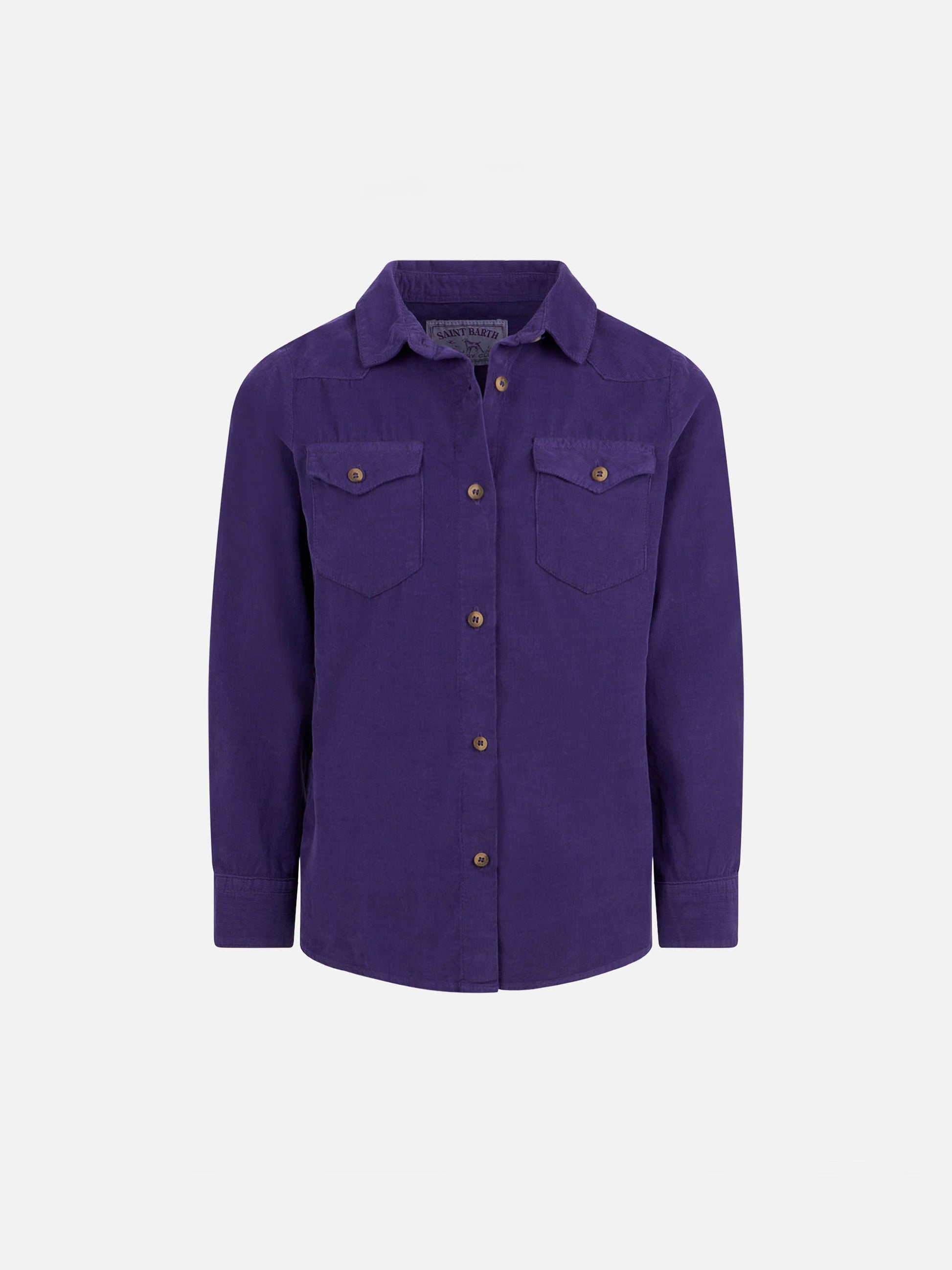 Girl velvet overshirt with Saint Barth rhinestones print - MC2 Saint Barth