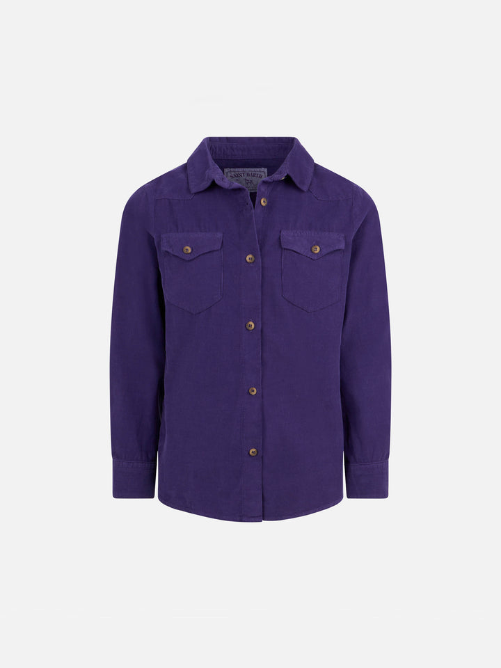 Girl velvet overshirt with Saint Barth rhinestones print - MC2 Saint Barth