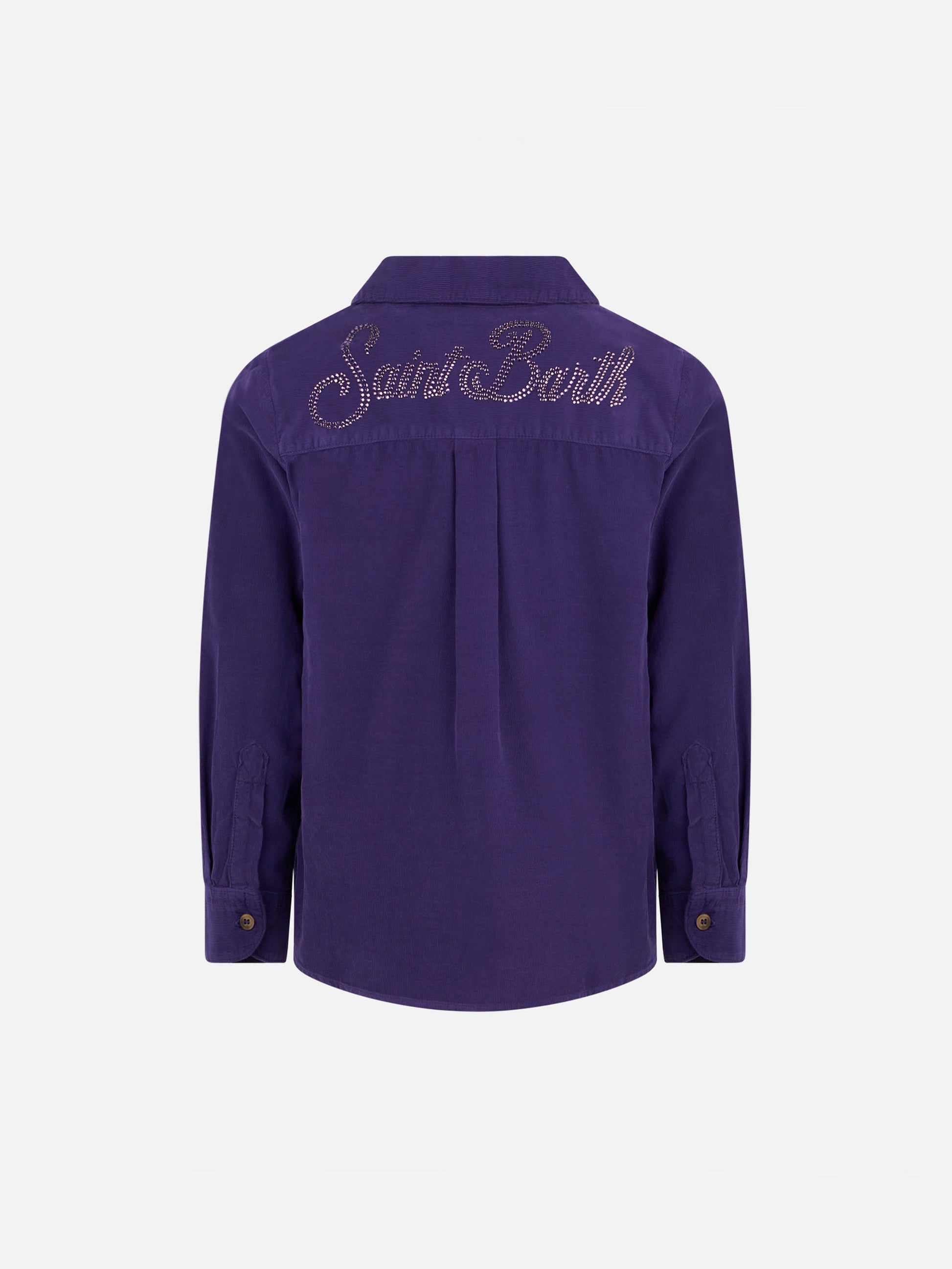 Girl velvet overshirt with Saint Barth rhinestones print - MC2 Saint Barth