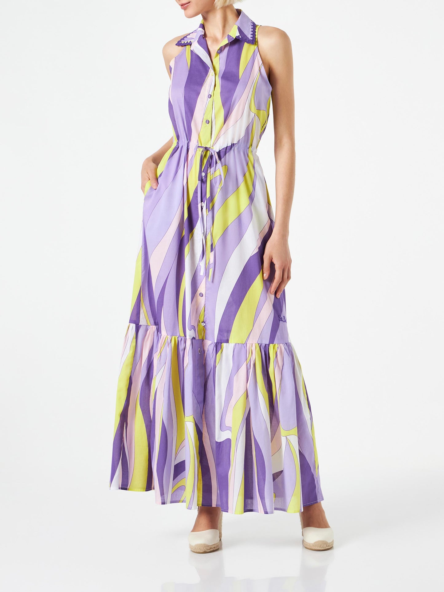 Woman halterneck dress with wave print - MC2 Saint Barth
