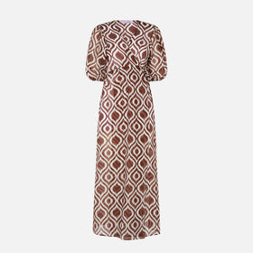 Cotton and silk long beach dress Bliss with ikat print - MC2 Saint Barth