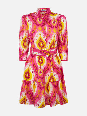Woman linen short dress Daisi with ikat print - MC2 Saint Barth