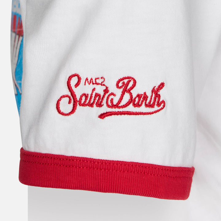Kid white cotton t-shirt with Iron Man front print | MARVEL SPECIAL EDITION - MC2 Saint Barth