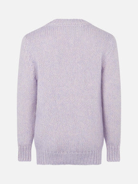 Girl crewneck lilac soft sweater with St. Barth embroidery - MC2 Saint Barth
