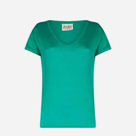Woman green linen t-shirt - MC2 Saint Barth