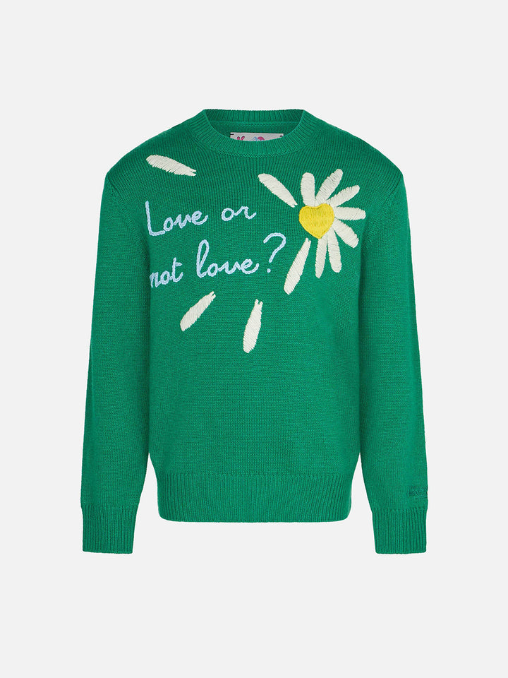 Girl brushed sweater with daisy jacquard - MC2 Saint Barth