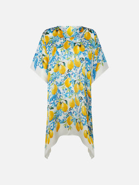 Lemons and maiolica print silk caftan - MC2 Saint Barth