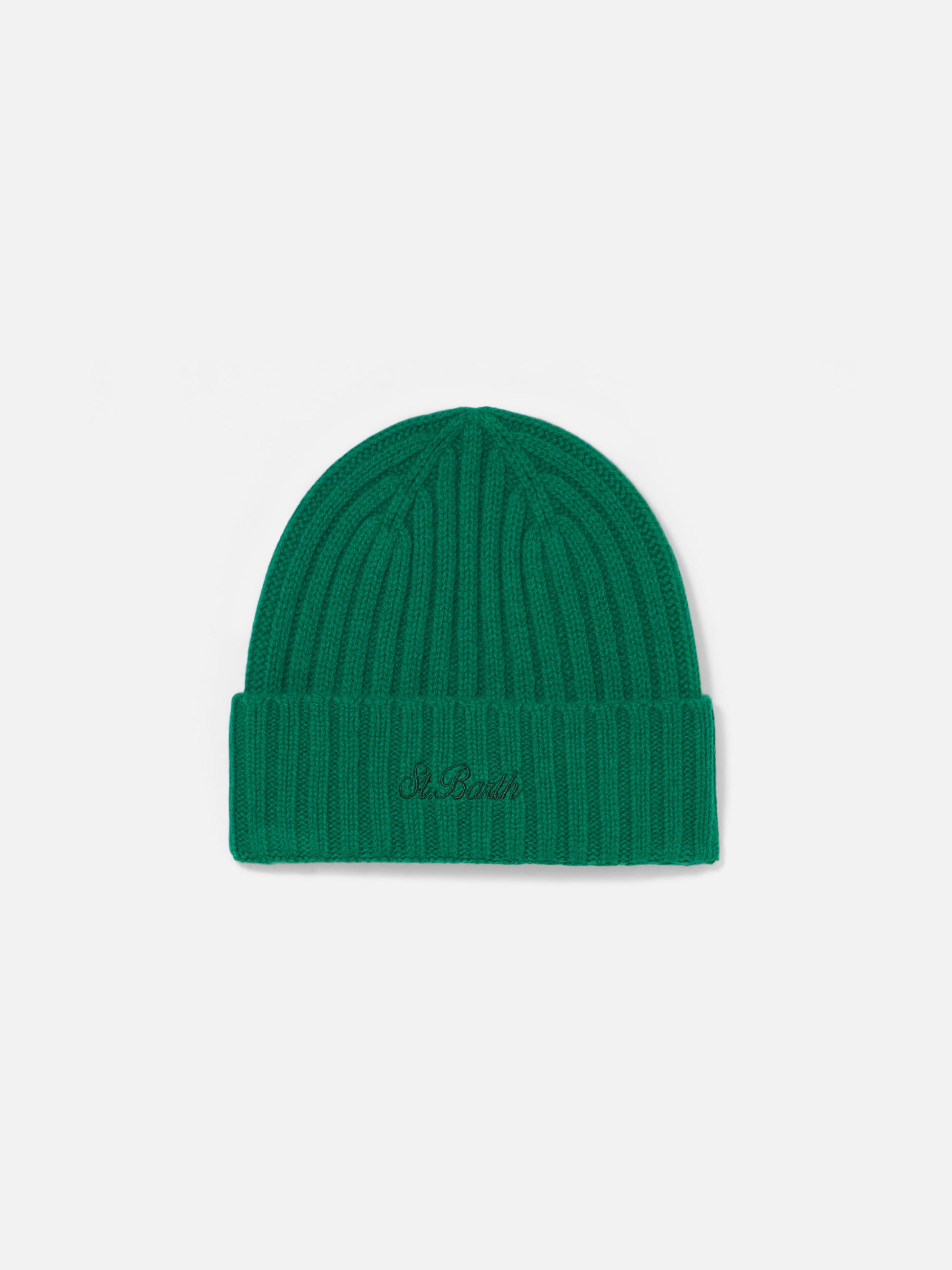 Man green cashmere blend hat Wengen with St. Barth embroidery - MC2 Saint Barth