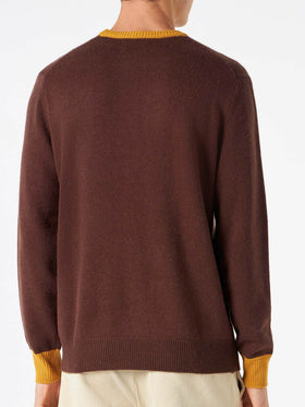 Man brown sweater with Faccio cose, vedo gente embroidery - MC2 Saint Barth