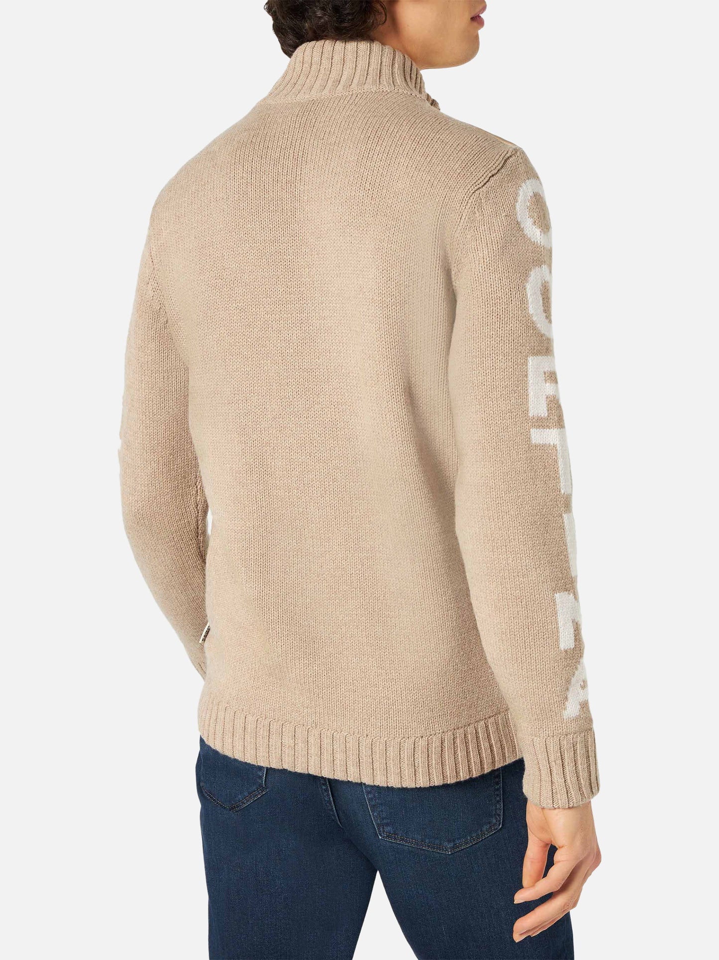 Beige wattierte Herrenjacke
