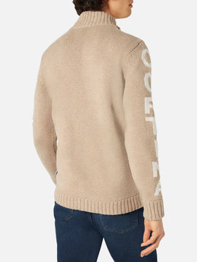 Beige wattierte Herrenjacke