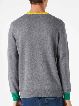 Man grey sweater with Daddy's cool embroidery - MC2 Saint Barth