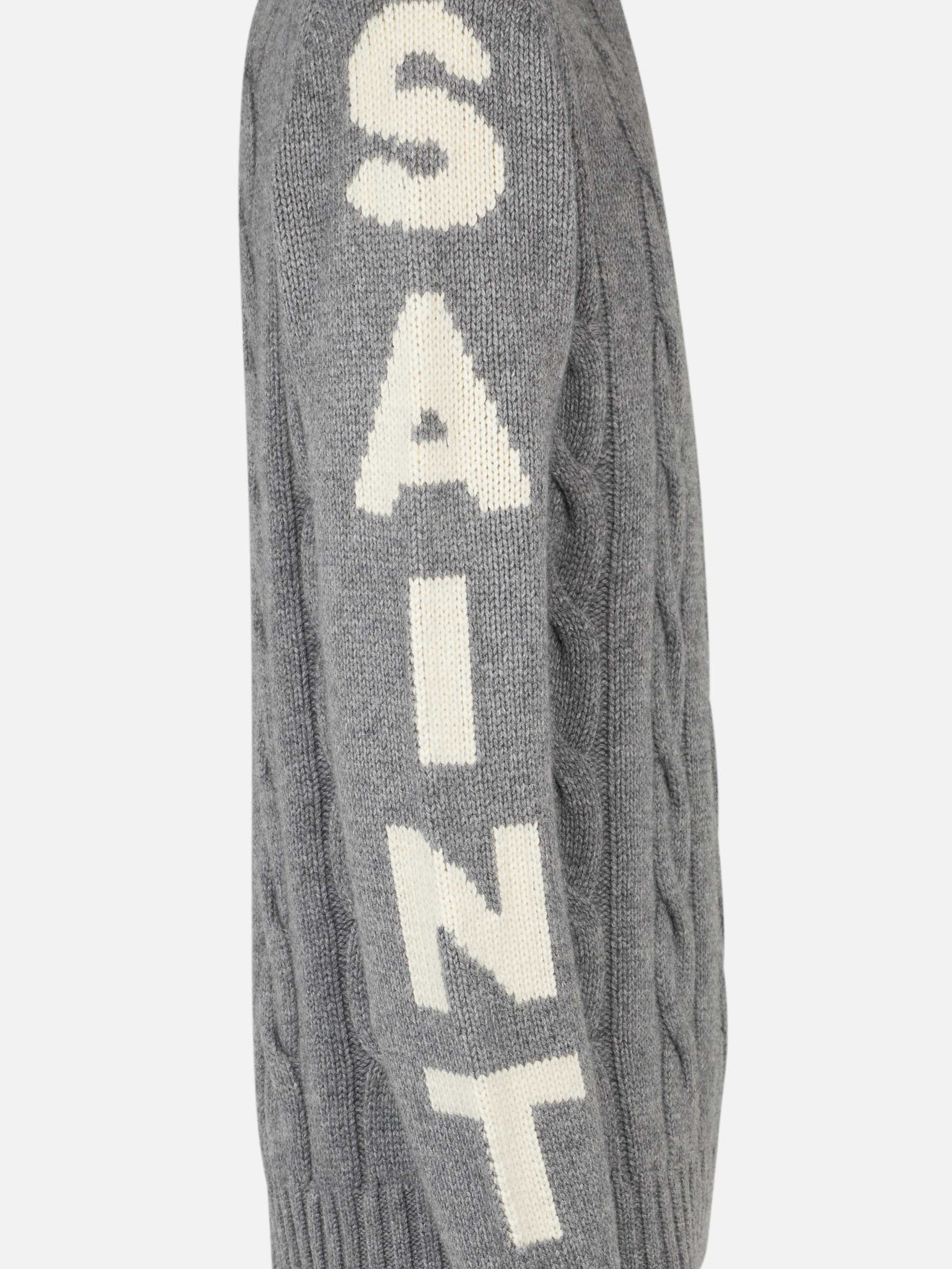 Man grey heavyweight cable knit sweater Bergen - MC2 Saint Barth