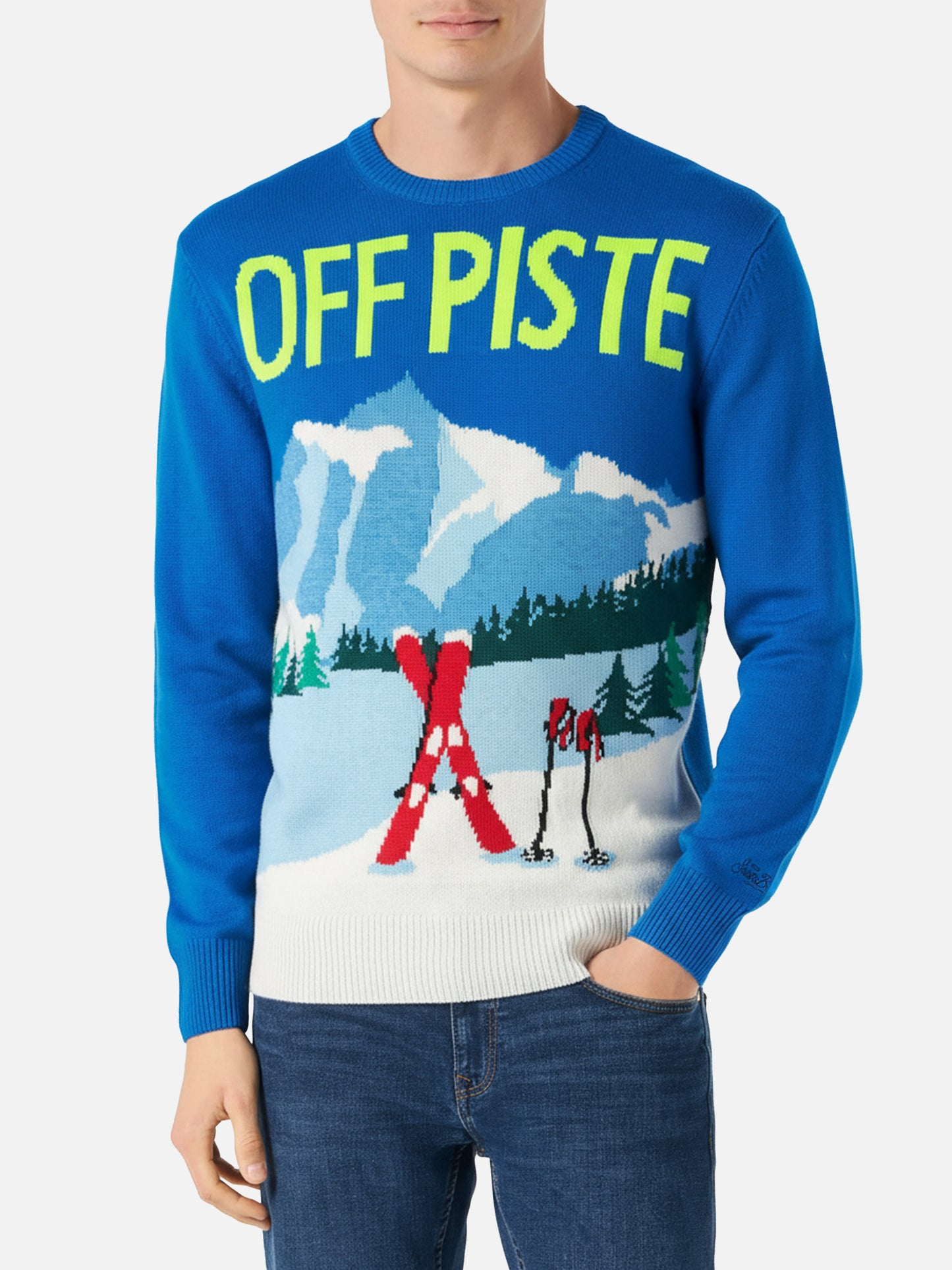 Herrenpullover mit Bergpostkarte