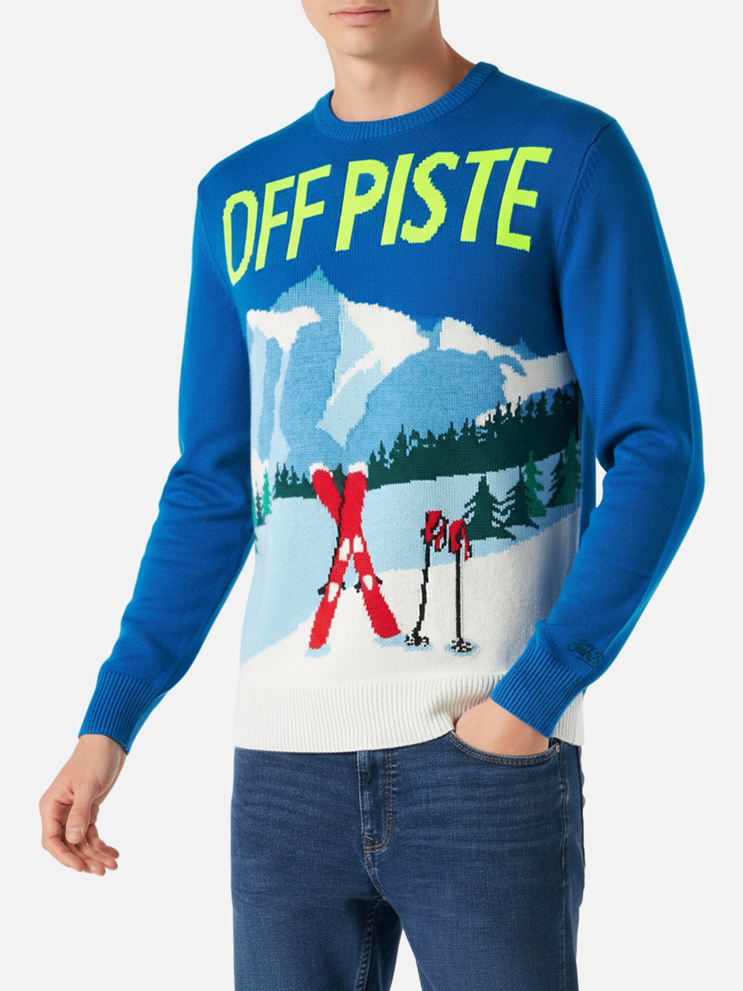 Herrenpullover mit Bergpostkarte