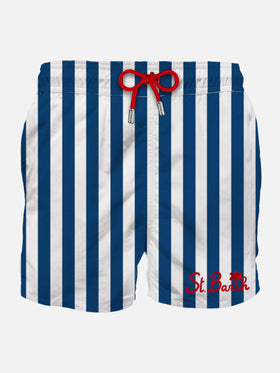 Gustavia white and blue striped swim shorts