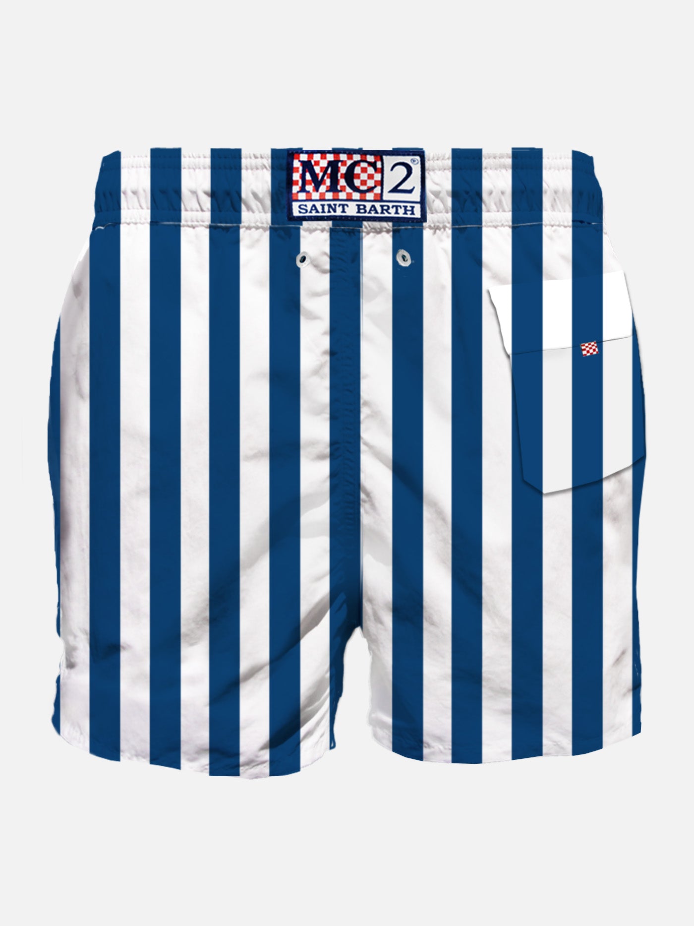 Gustavia white and blue striped swim shorts
