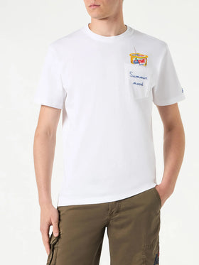 Man cotton t-shirt with Estathé summer mood print and embroidery | Estathé® Special Edition - MC2 Saint Barth