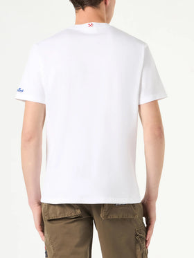 Man cotton t-shirt with Estathé summer mood print and embroidery | Estathé® Special Edition - MC2 Saint Barth