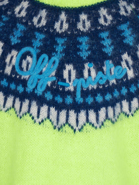 Boy fluo yellow sweater with icelandic jacquard - MC2 Saint Barth