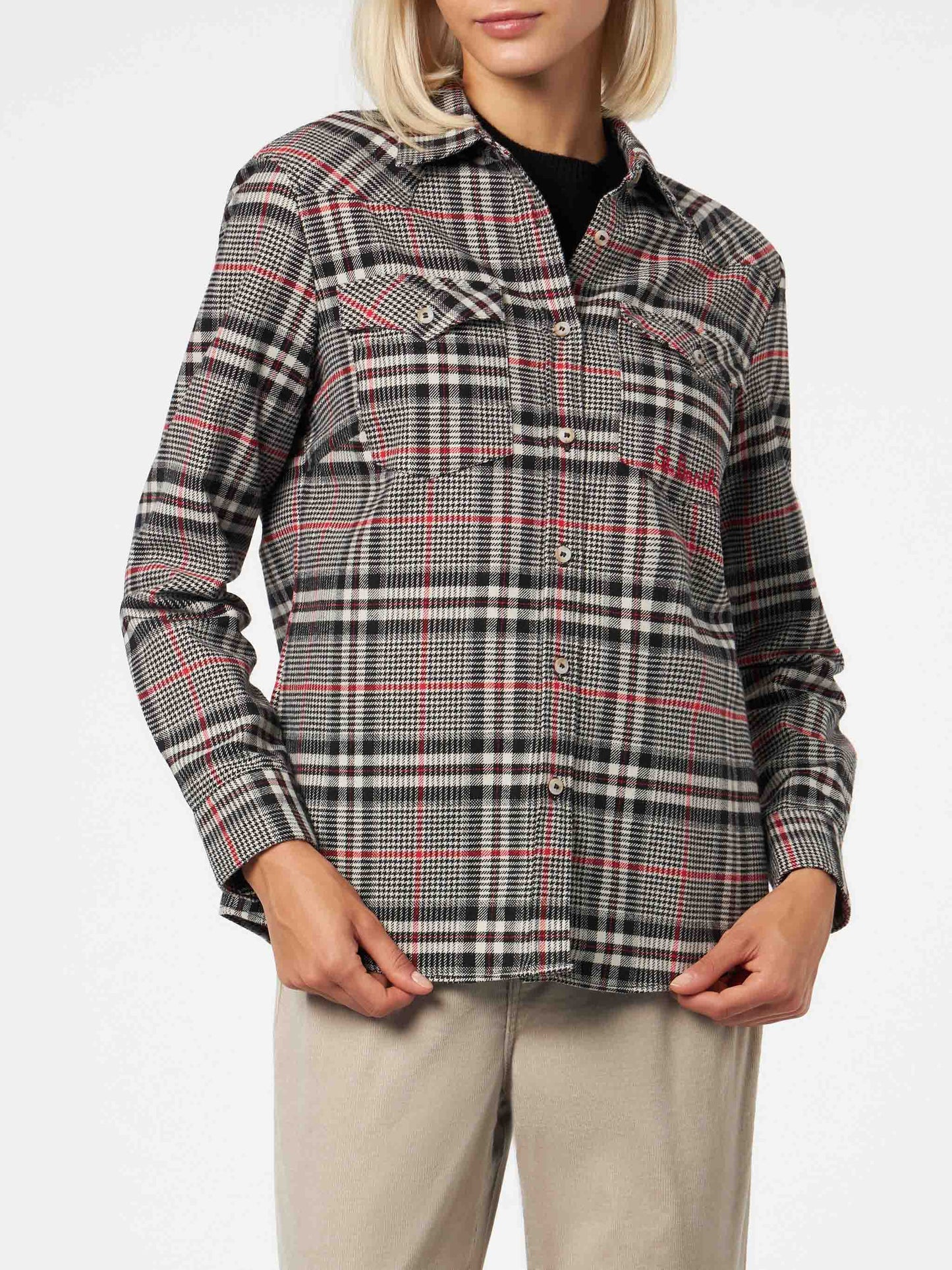 Woman velvet overshirt with Prince of Wales print - MC2 Saint Barth