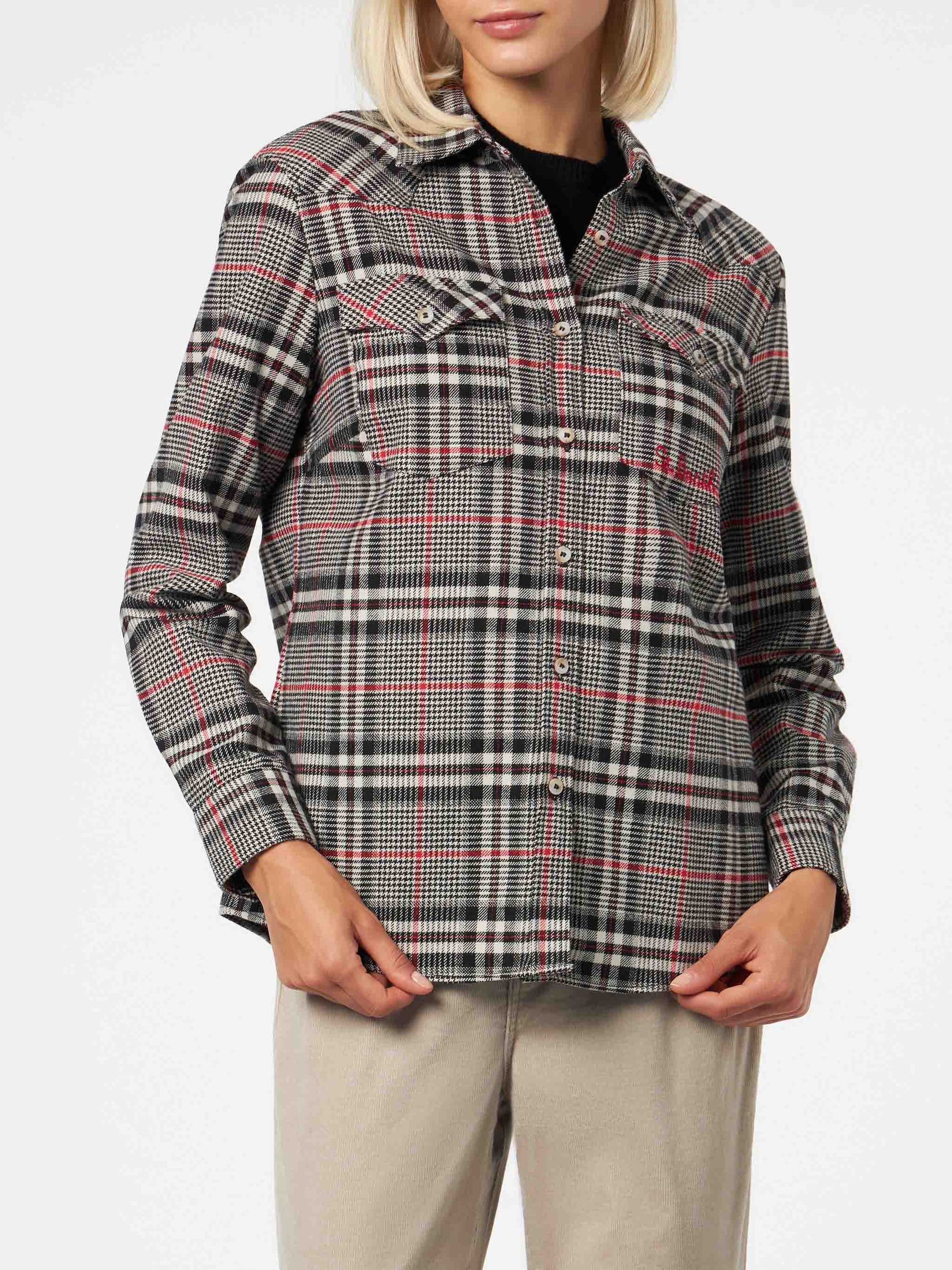 Woman velvet overshirt with Prince of Wales print - MC2 Saint Barth